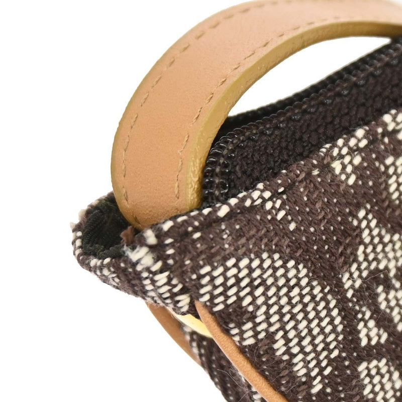 Christian Dior Vintage Saddle Zip Coin Purse Diorissimo Canvas Brown Bag