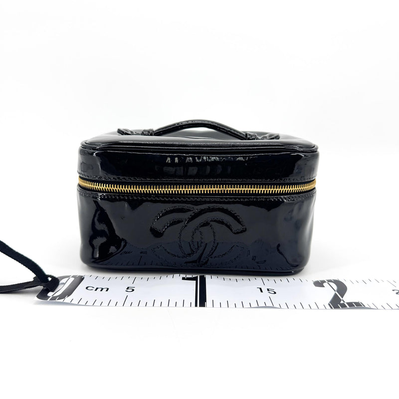 Chanel Vintage Timeless Cosmetic Case Patent Black Patent_leather Bag
