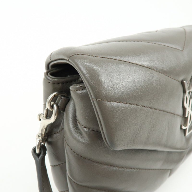 Saint Laurent Loulou Matelasse Chevron Leather Gray Bag