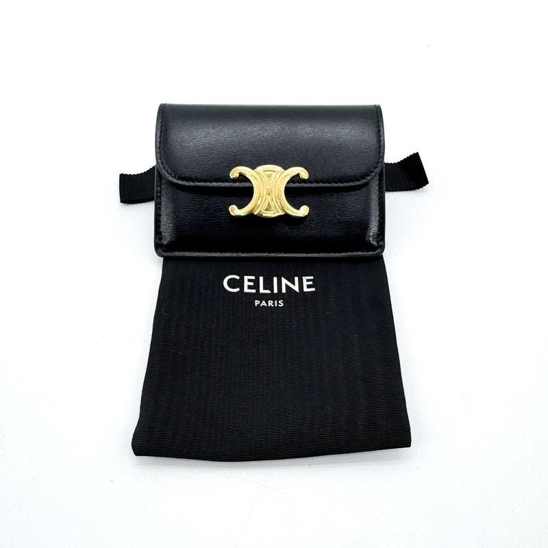 Celine Triomphe Card Case Leather Black Accessory
