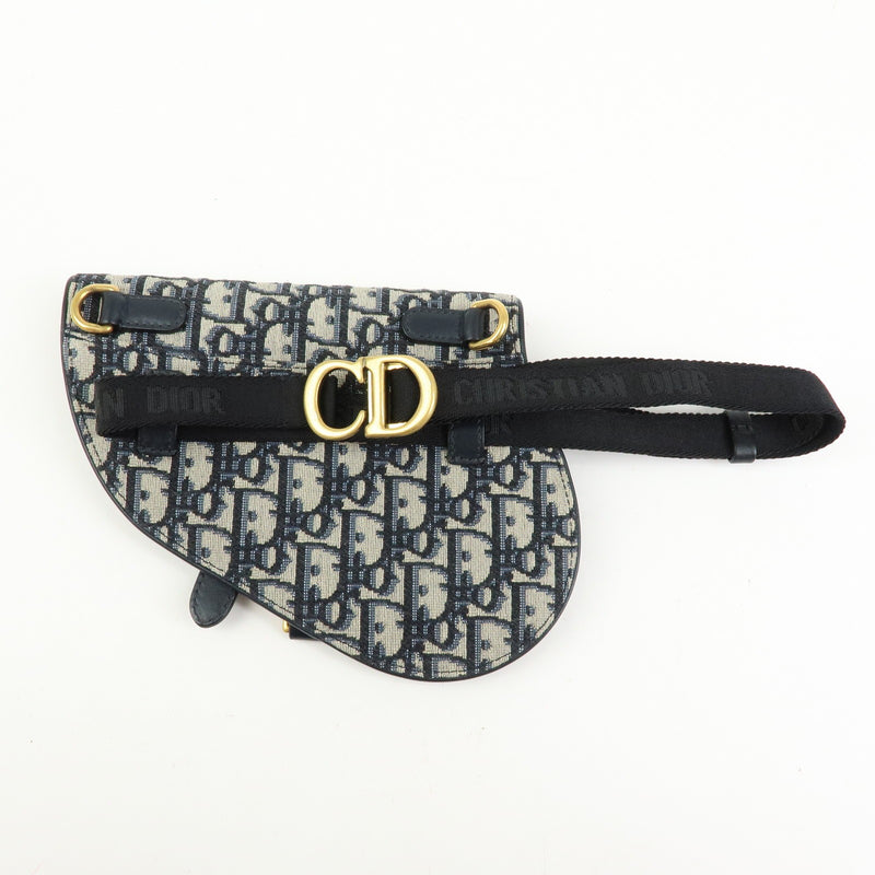 Christian Dior Saddle Belt Oblique Canvas Navy Bag