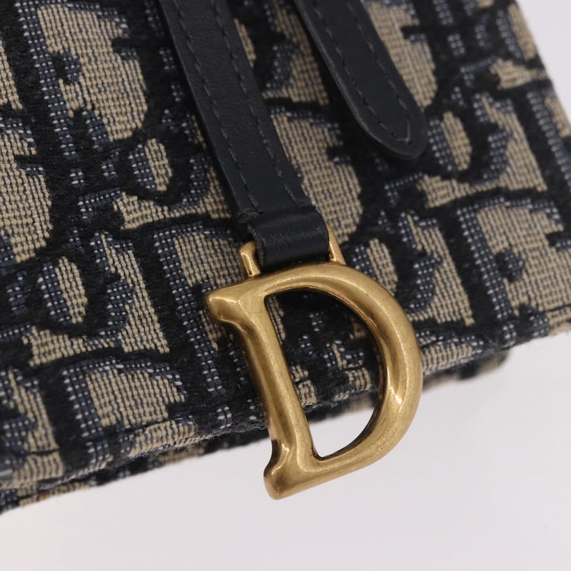 Christian Dior Vertical Saddle Chain Oblique Canvas Navy Bag