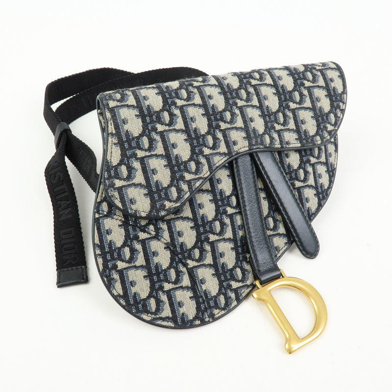 Christian Dior Saddle Belt Oblique Canvas Navy Bag