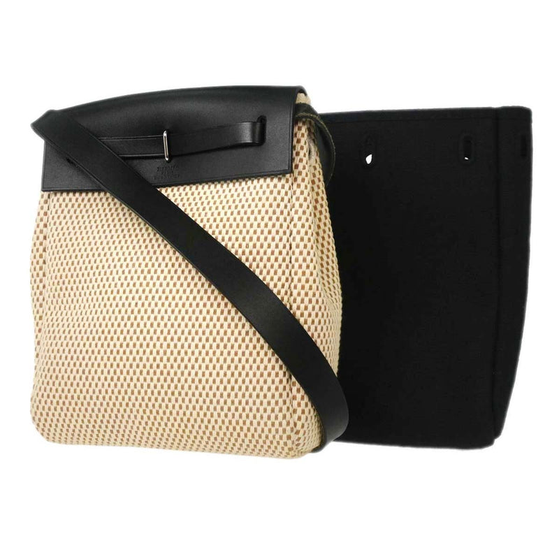Hermes Herbag Toile And Leather Beige Canvas Bag