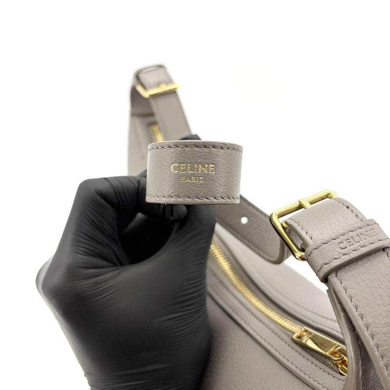 Celine Heloise Triomphe Embossed Leather Gray Bag