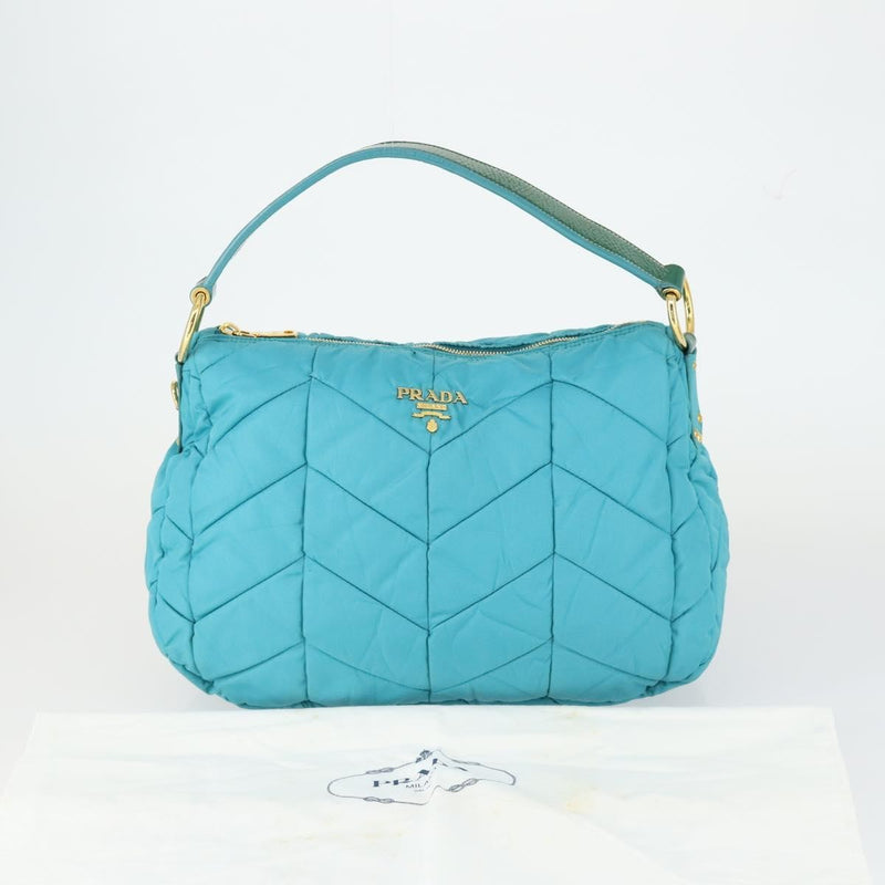 Prada Zip Hobo Chevron Tessuto Blue Nylon