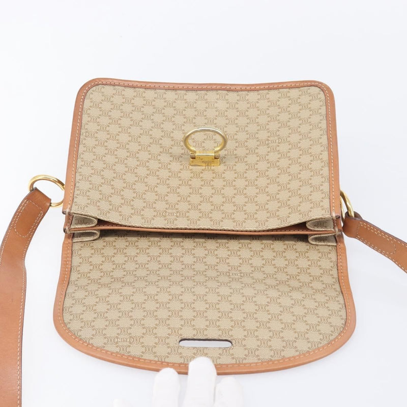 Celine Macadam Shoulder Canvas Beige Bag