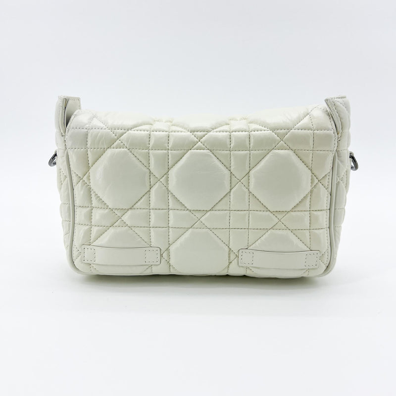 Christian Dior Diorcamp Messenger Padded Macrocannage Quilt Calfskin White Leather