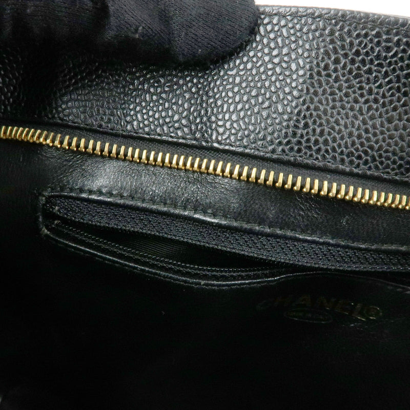 Chanel Medallion Quilted Caviar Black Leather Bag