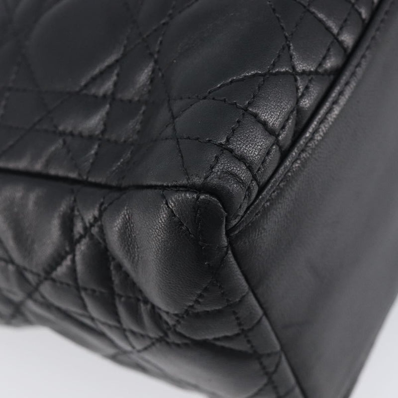 Christian Dior Vintage Lady Cannage Quilt Lambskin Black Leather Bag