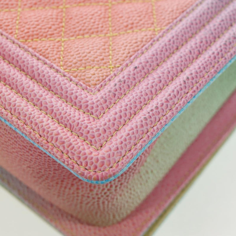 Chanel Rainbow Boy Flap Quilted Painted Caviar Multicolour Leather Bag