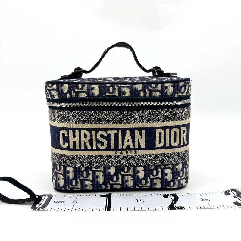 Christian Dior Diortravel Vanity Case Oblique Canvas Beige Bag