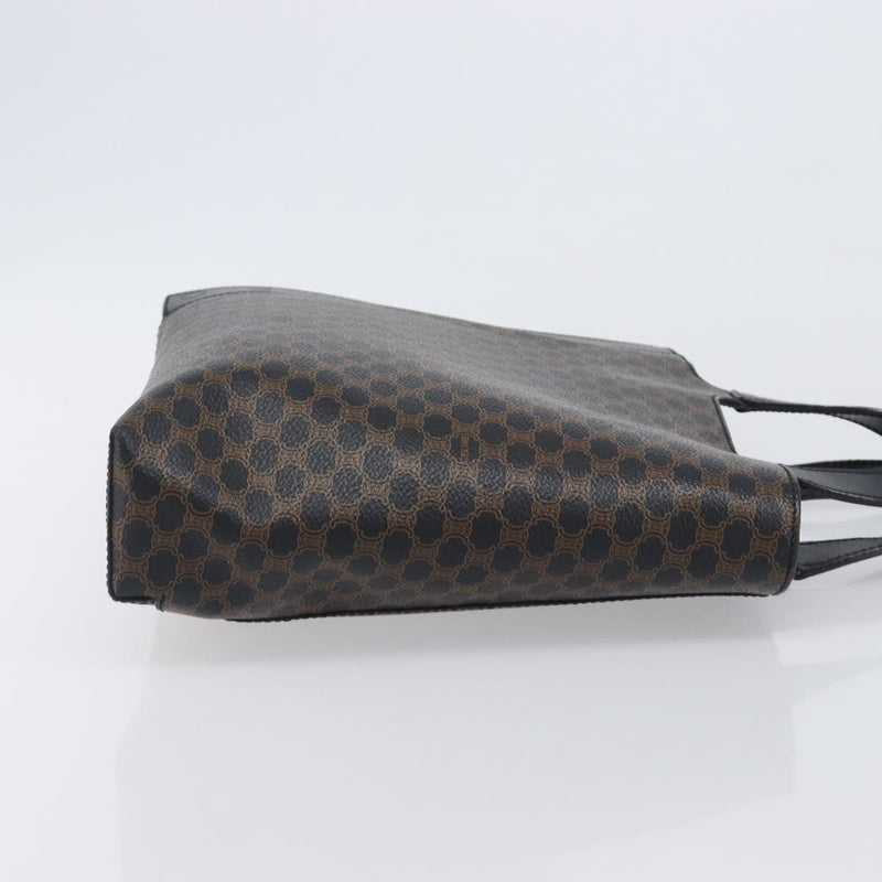 Celine Vintage Macadam Canvas And Leather Black Bag