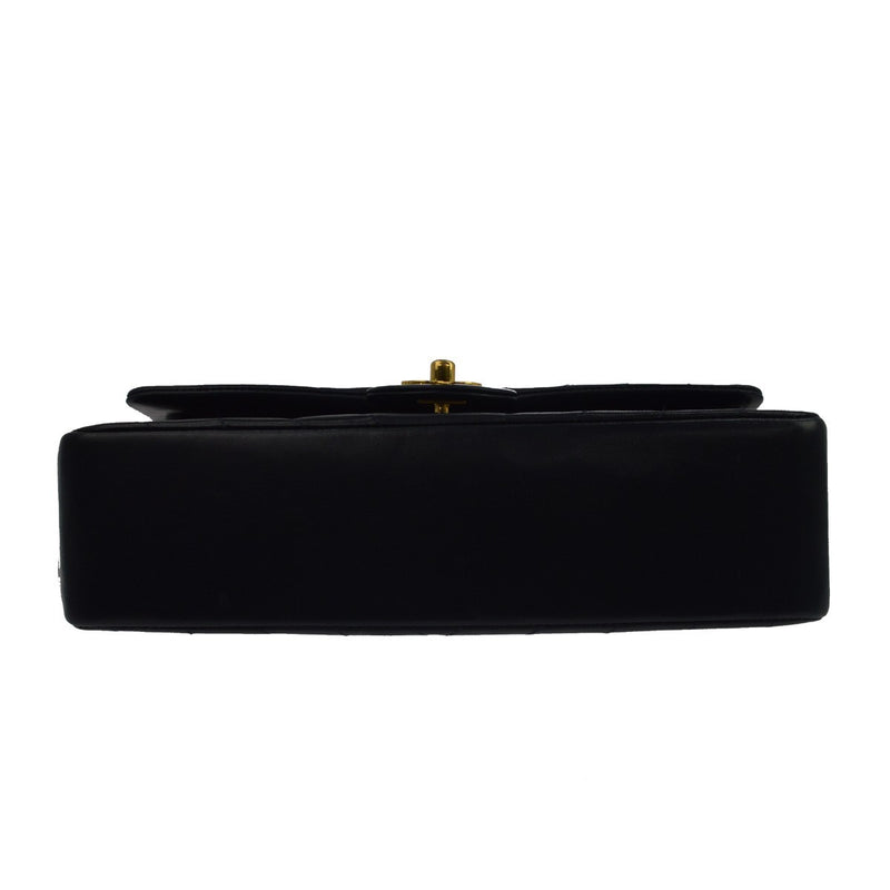Chanel Vintage Classic Double Flap Chevron Lambskin Black Leather Bag