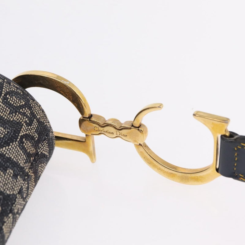 Christian Dior Vintage Double Saddle Diorissimo Canvas Navy Bag
