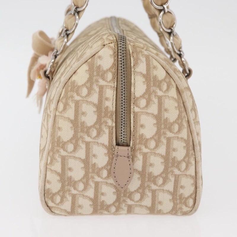 Christian Dior Vintage Trotter Romantique Zip Diorissimo Coated Canvas Beige Bag