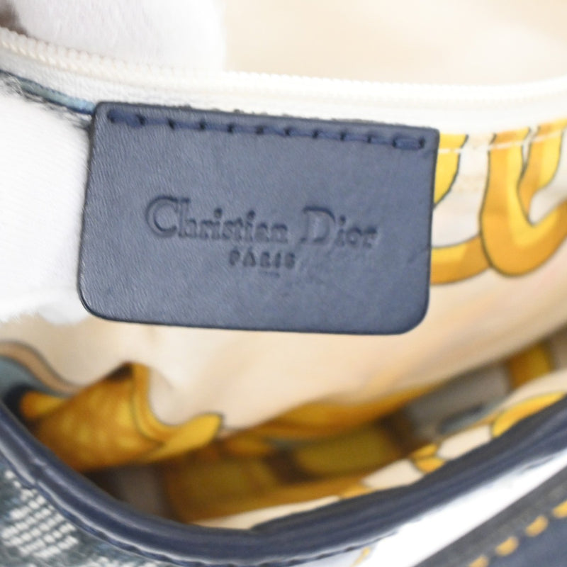 Christian Dior Saddle Oblique Canvas Navy Bag
