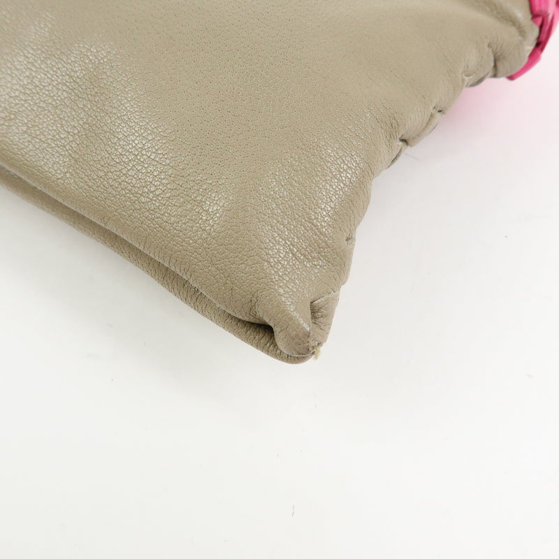 Bottega Veneta Zip Pouch Clutch Intrecciato Nappa Beige Leather