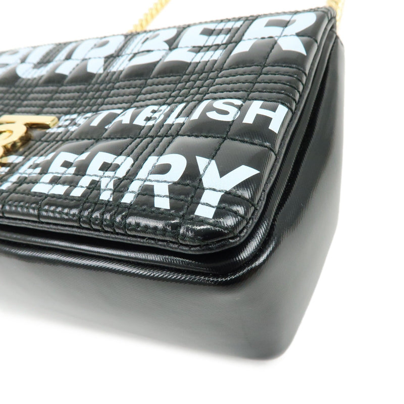 Burberry Lola Clutch On Chain Quilted Leather Black