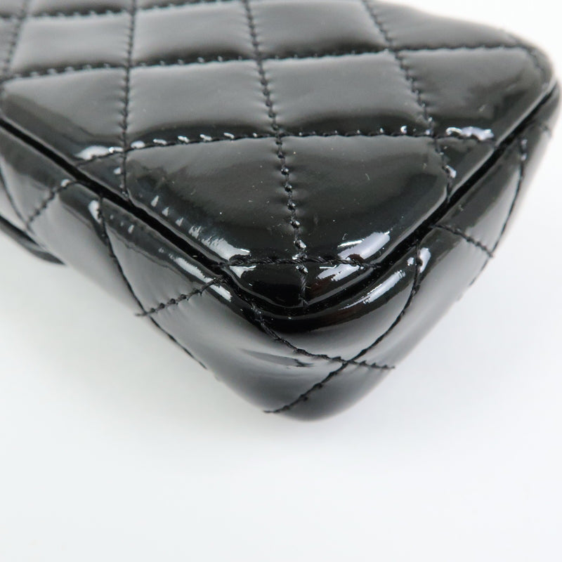 Chanel Cc Chain Phone Holder Quilted Patent Black Patent_leather Bag
