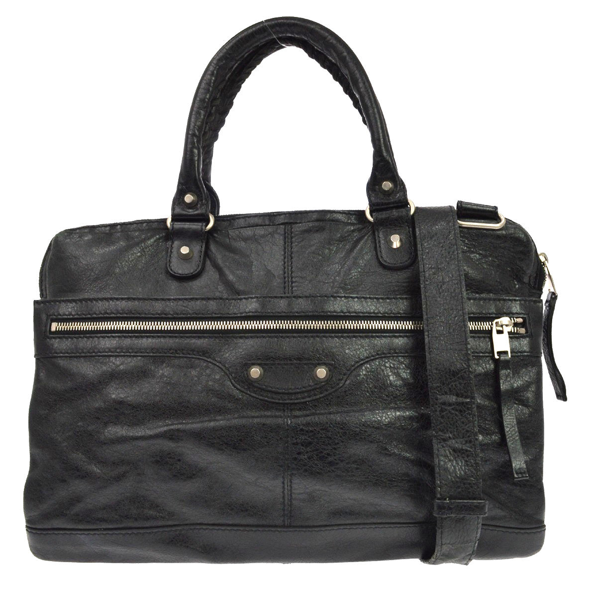 Balenciaga Mini Folder Leather Black Bag