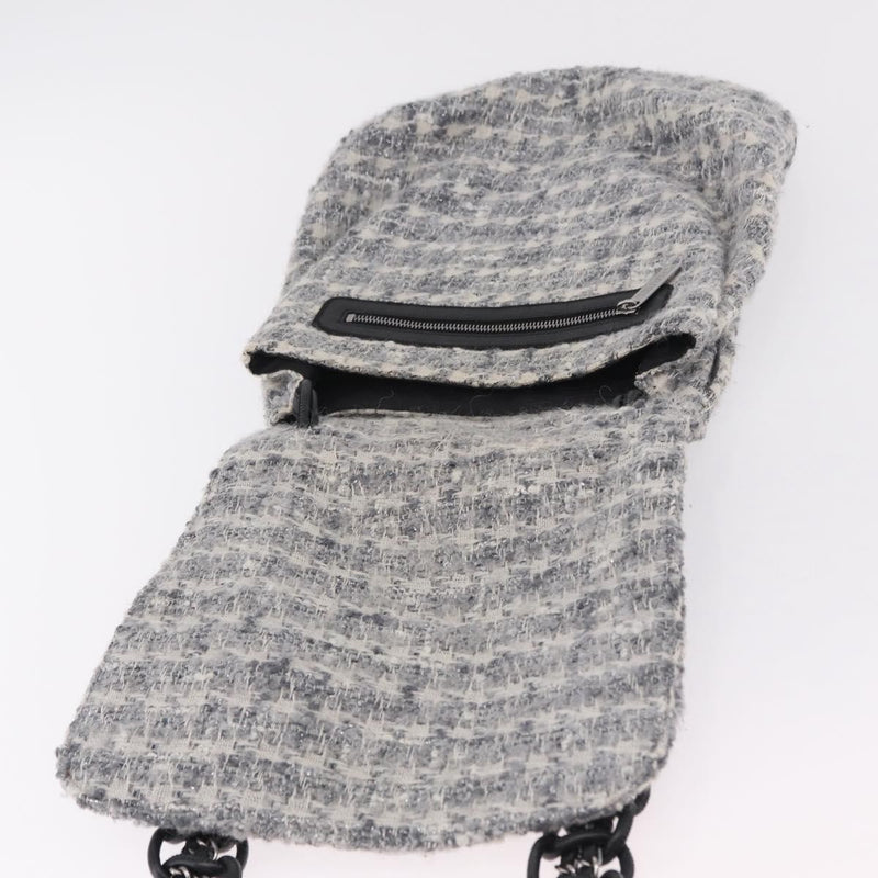 Chanel Camellia Messenger Tweed Gray Cotton