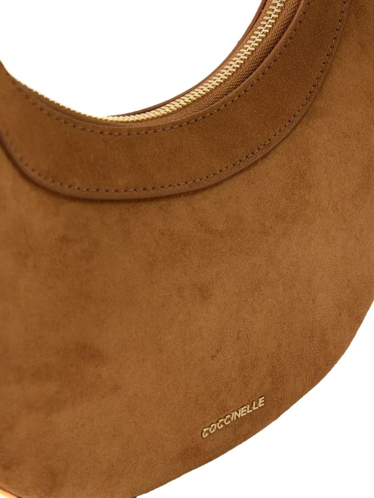 Coccinelle Suede And Leather Hobo Bag — Cognac Bovine