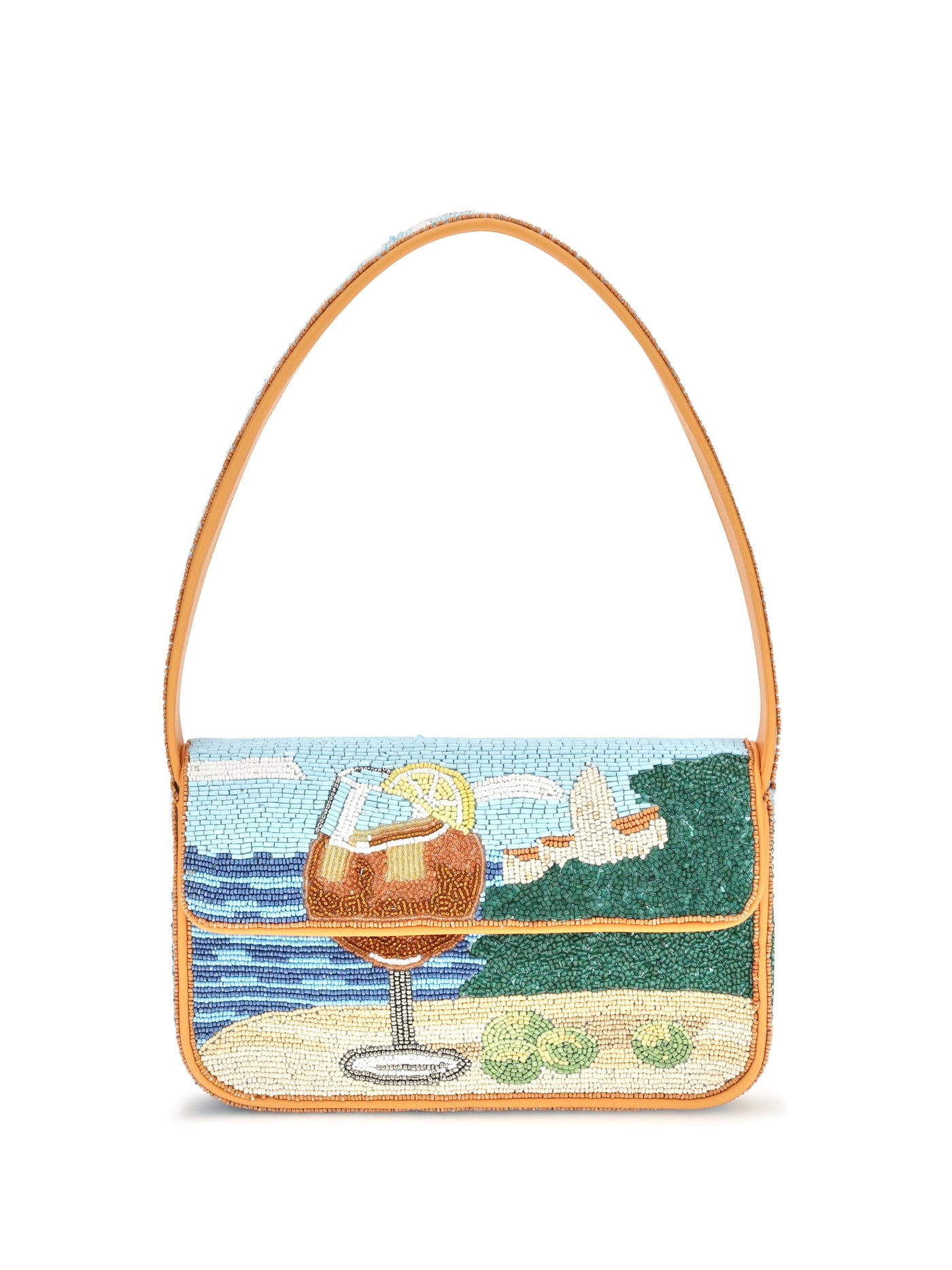 Staud Tommy Shoulder Bag — Orange Rayon