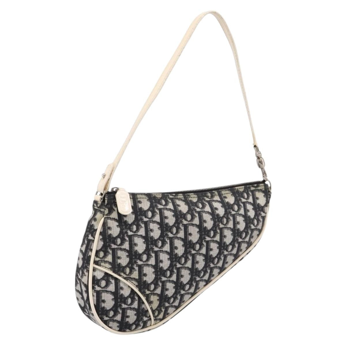 Christian Dior Vintage Saddle Diorissimo Canvas Gray Bag