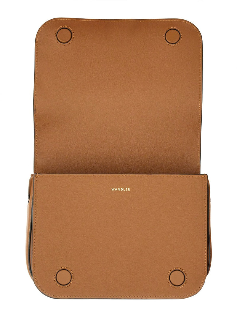 Wandler Medium Oscar Trunk Shoulder Bag — Brown Leather