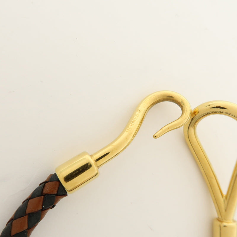 Hermes Jumbo Hook Braided Leather And Metal Brown Bijoux