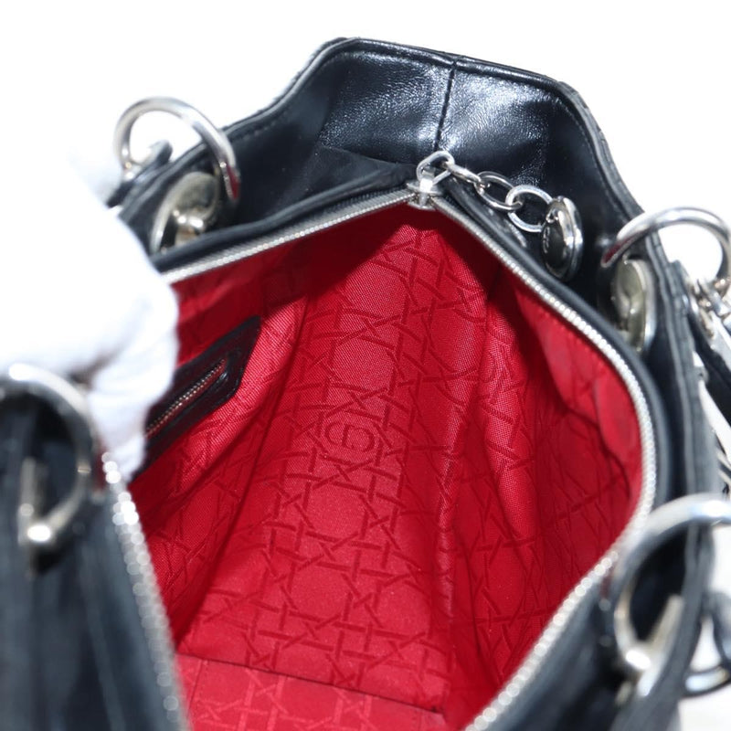 Christian Dior Lady Lambskin Black Leather Bag