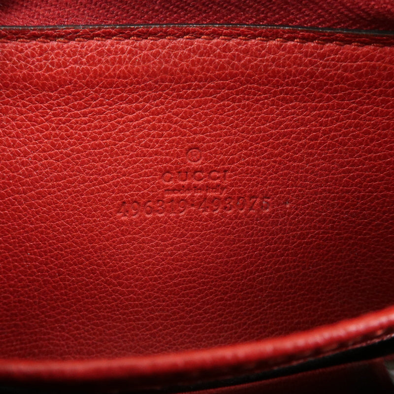Gucci Logo Zip Card Case Printed Leather Red Accessory
