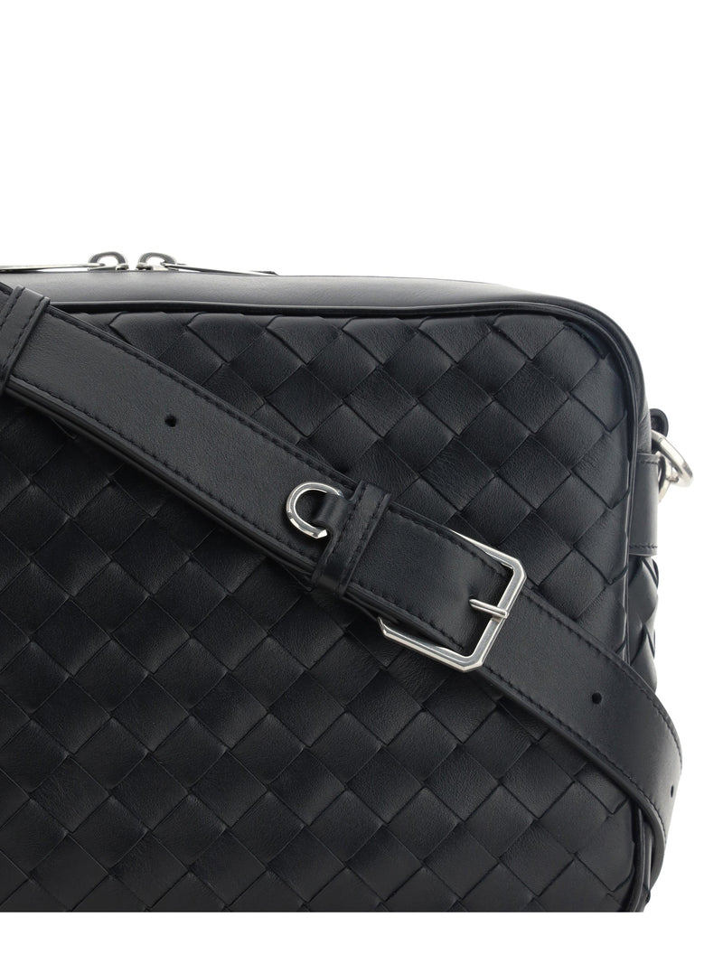 Bottega Veneta Camera Shoulder Bag — Black Calf Leather