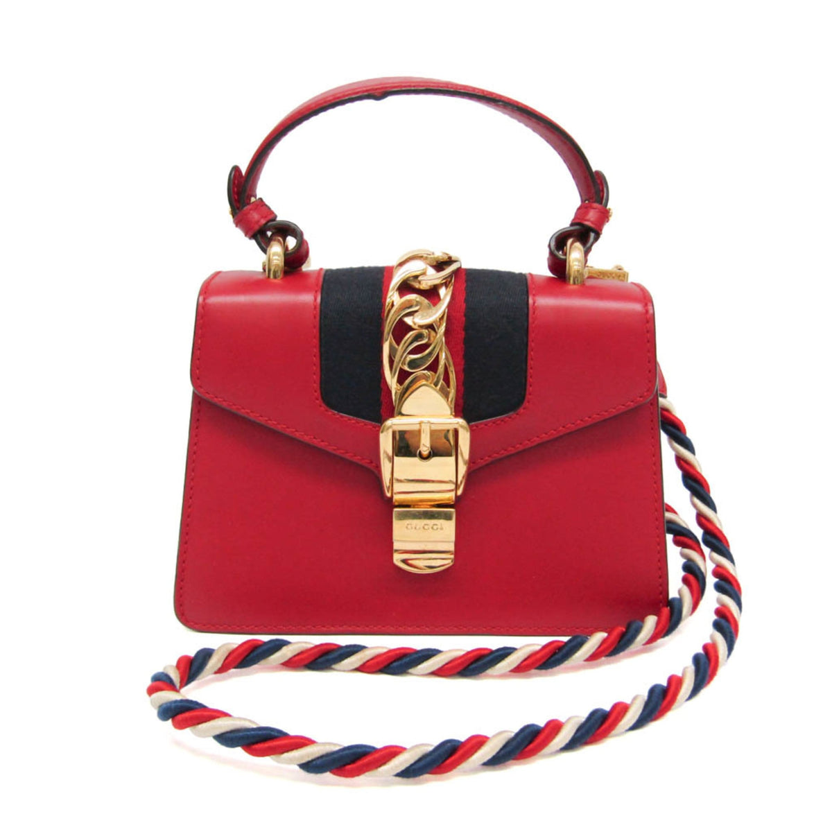 Gucci Sylvie Top Handle Leather Red Bag