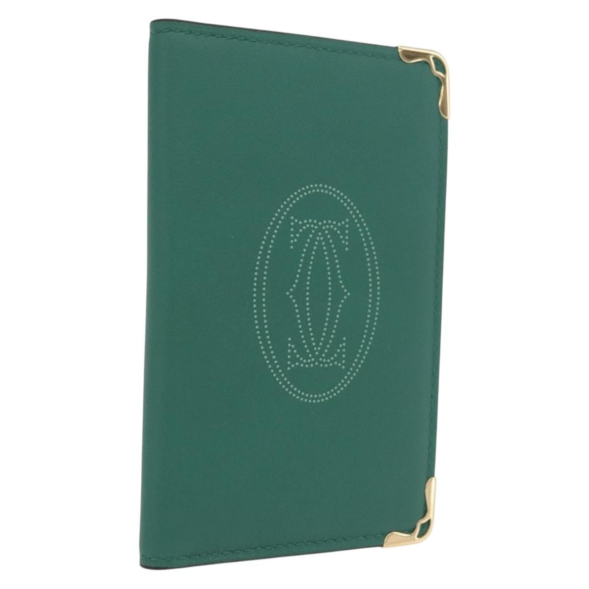 Cartier Coin Purse Must De Leather Green Accessory