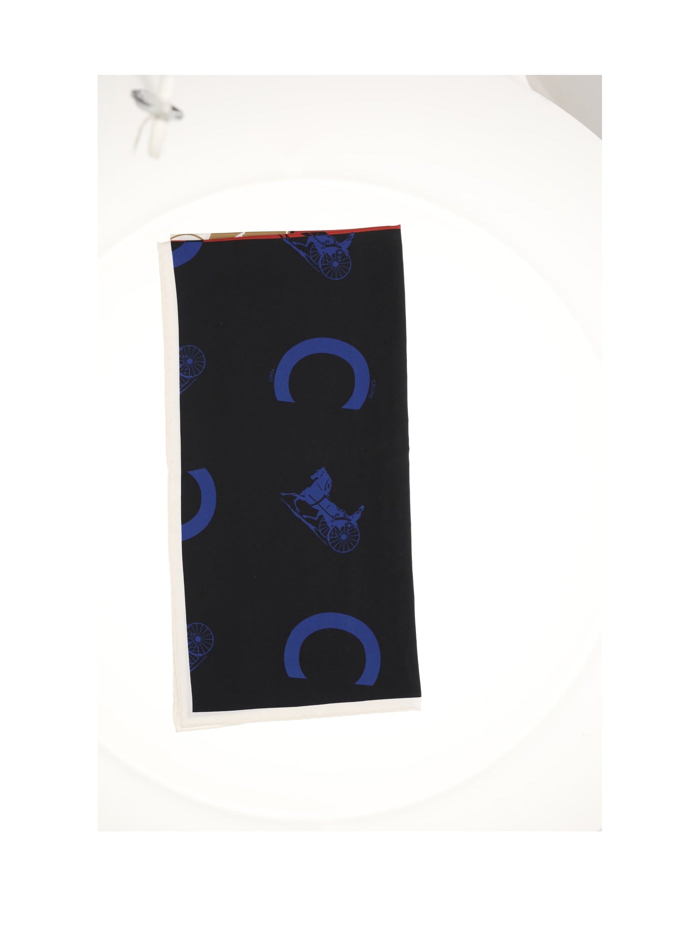 Celine Logo-Print Silk Scarf — Navy Scarfs