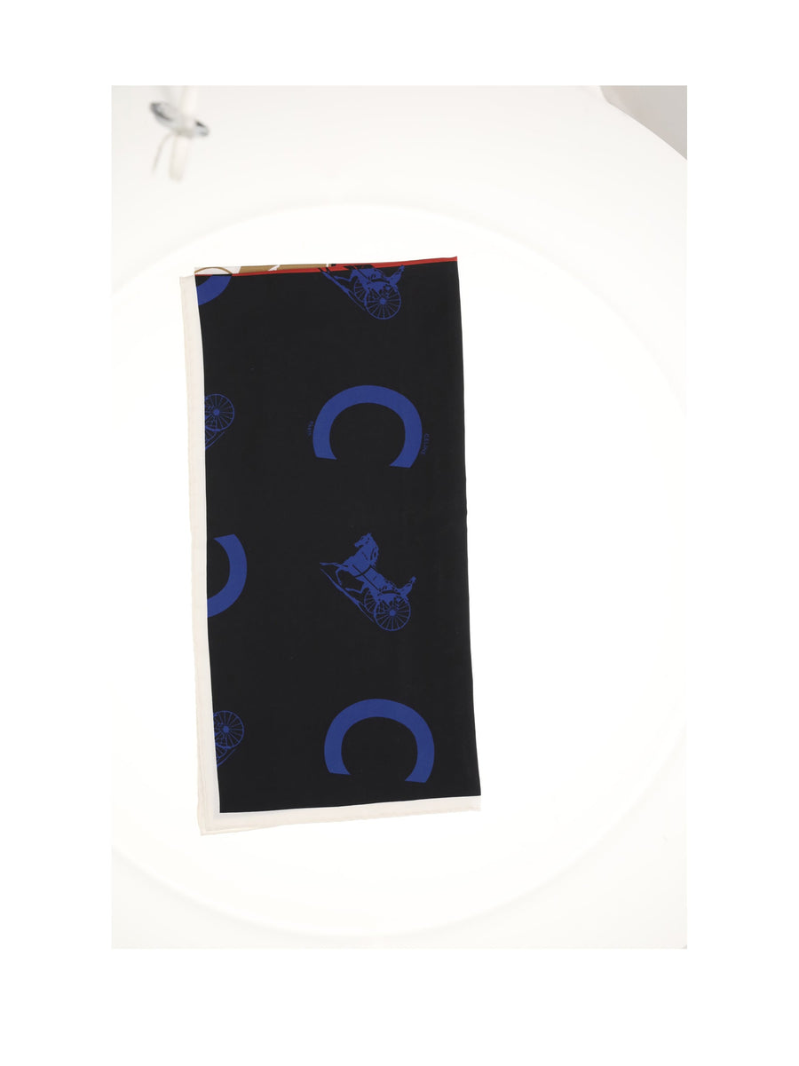 Celine Logo-Print Silk Scarf — Navy Scarfs