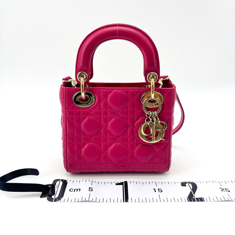 Christian Dior Lady Cannage Quilt Lambskin Pink Leather Bag