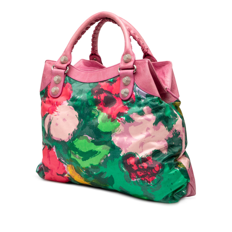 Lambskin and Satin Floral Print Motocross Giant 21 Brief Satchel - Image 2