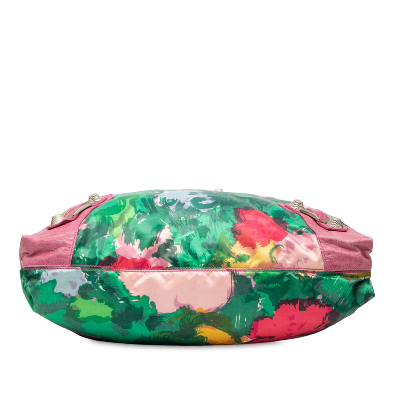 Lambskin and Satin Floral Print Motocross Giant 21 Brief Satchel - Image 3