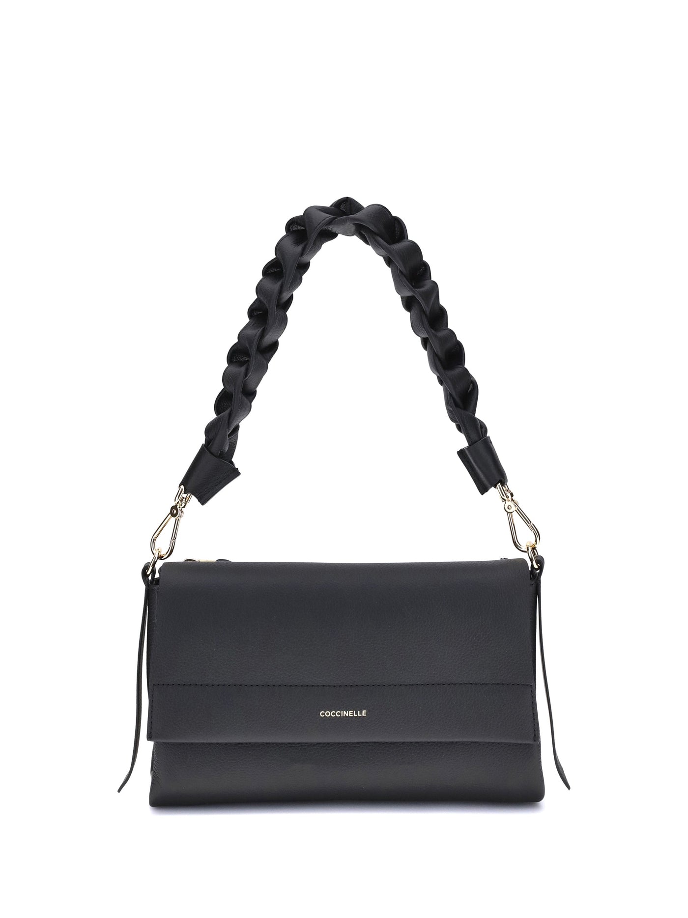 Coccinelle Boheme Shoulder Bag — Black Calf Leather Bos Taurus