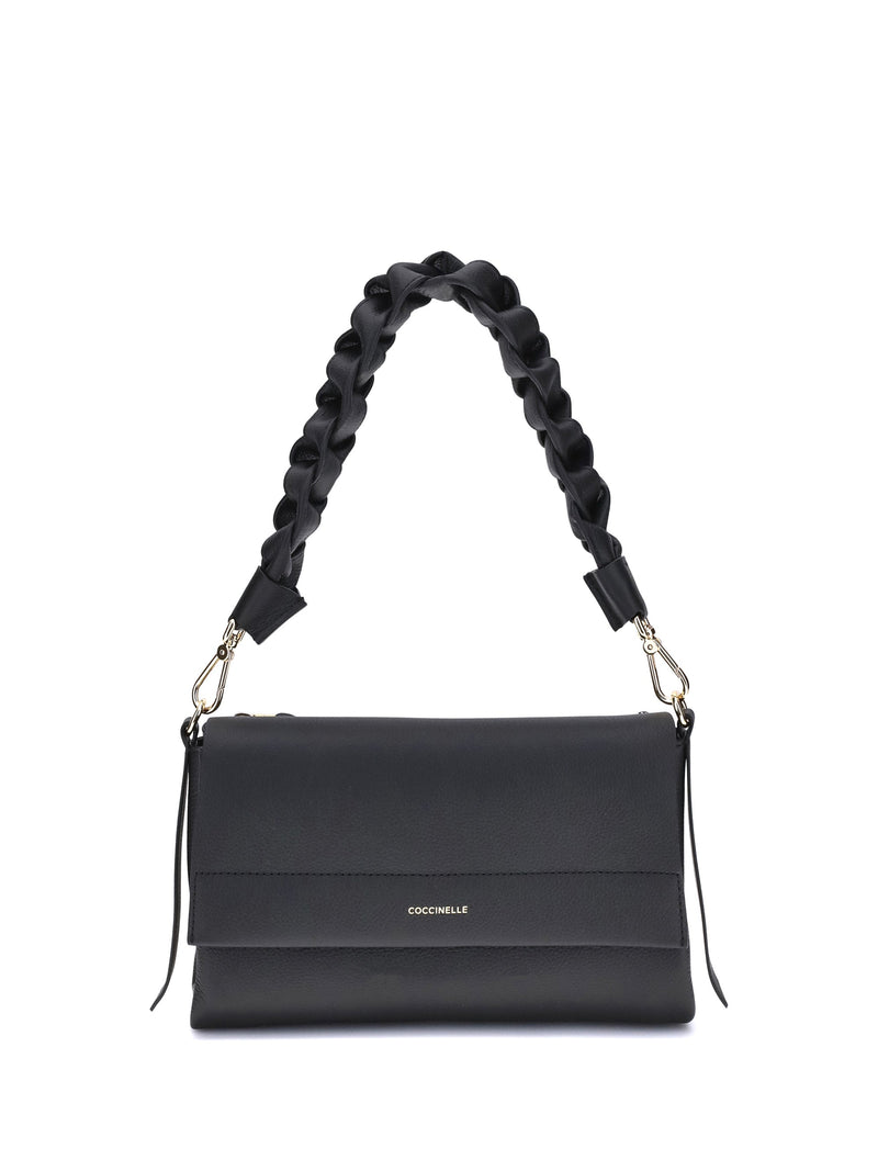 Coccinelle Boheme Shoulder Bag — Black Calf Leather (bos Taurus)