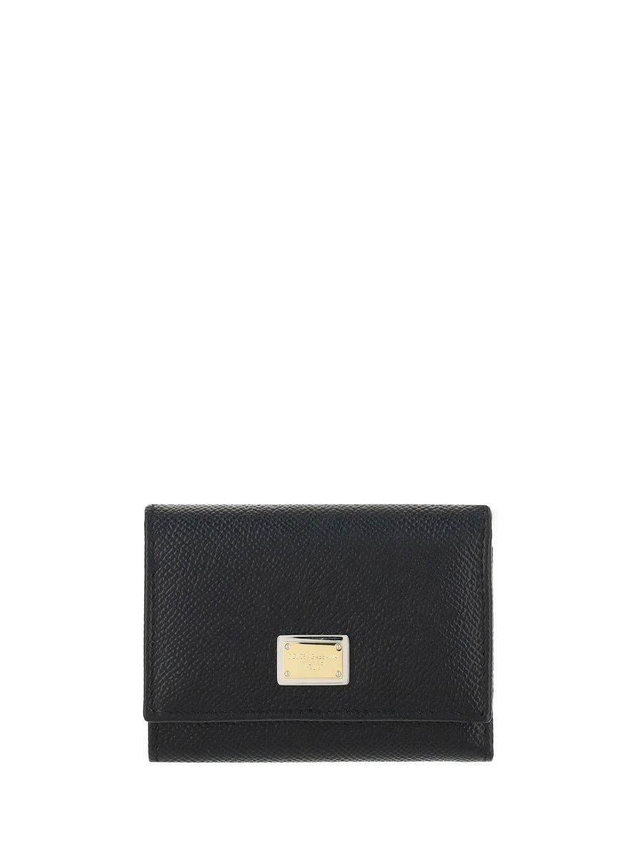 Dolce & Gabbana Snap-Button Calf Leather Wallet — Black Bos Taurus
