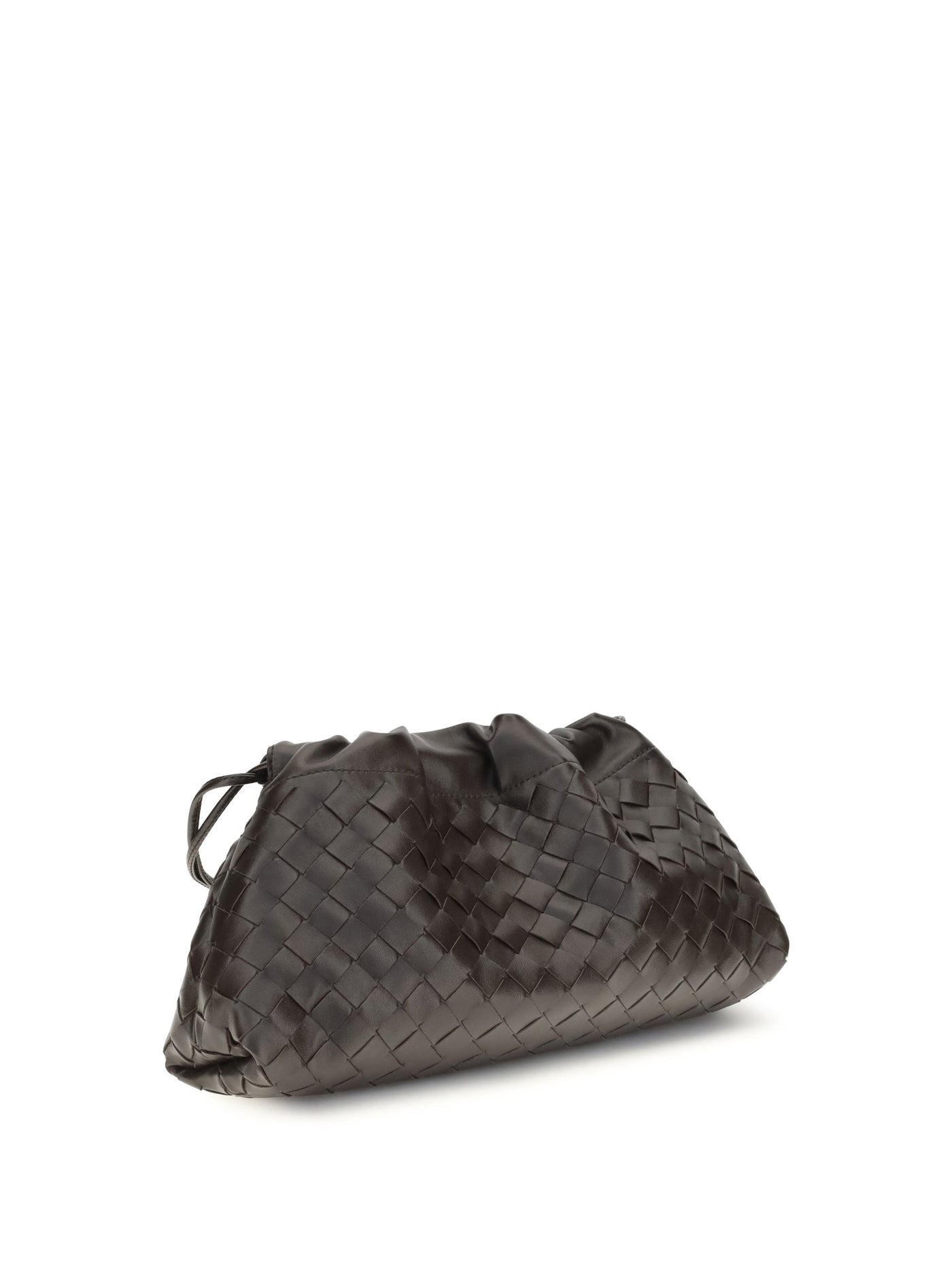 Bottega Veneta Woven Leather Drawstring Wallet — Black Calf & Purses