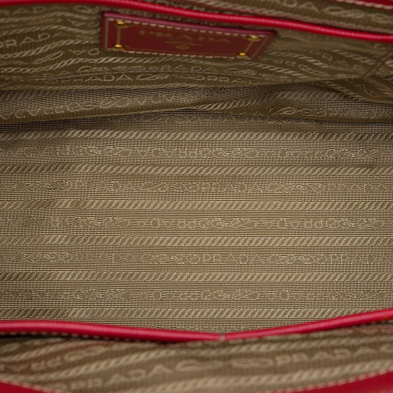 Saffiano Trimmed Canvas Canapa Logo Double Zip Satchel - Image 4