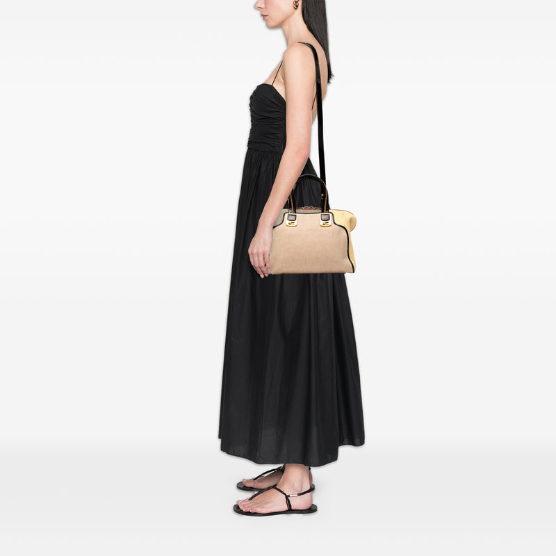 Small Canvas Colorblock Chameleon Satchel - Image 7