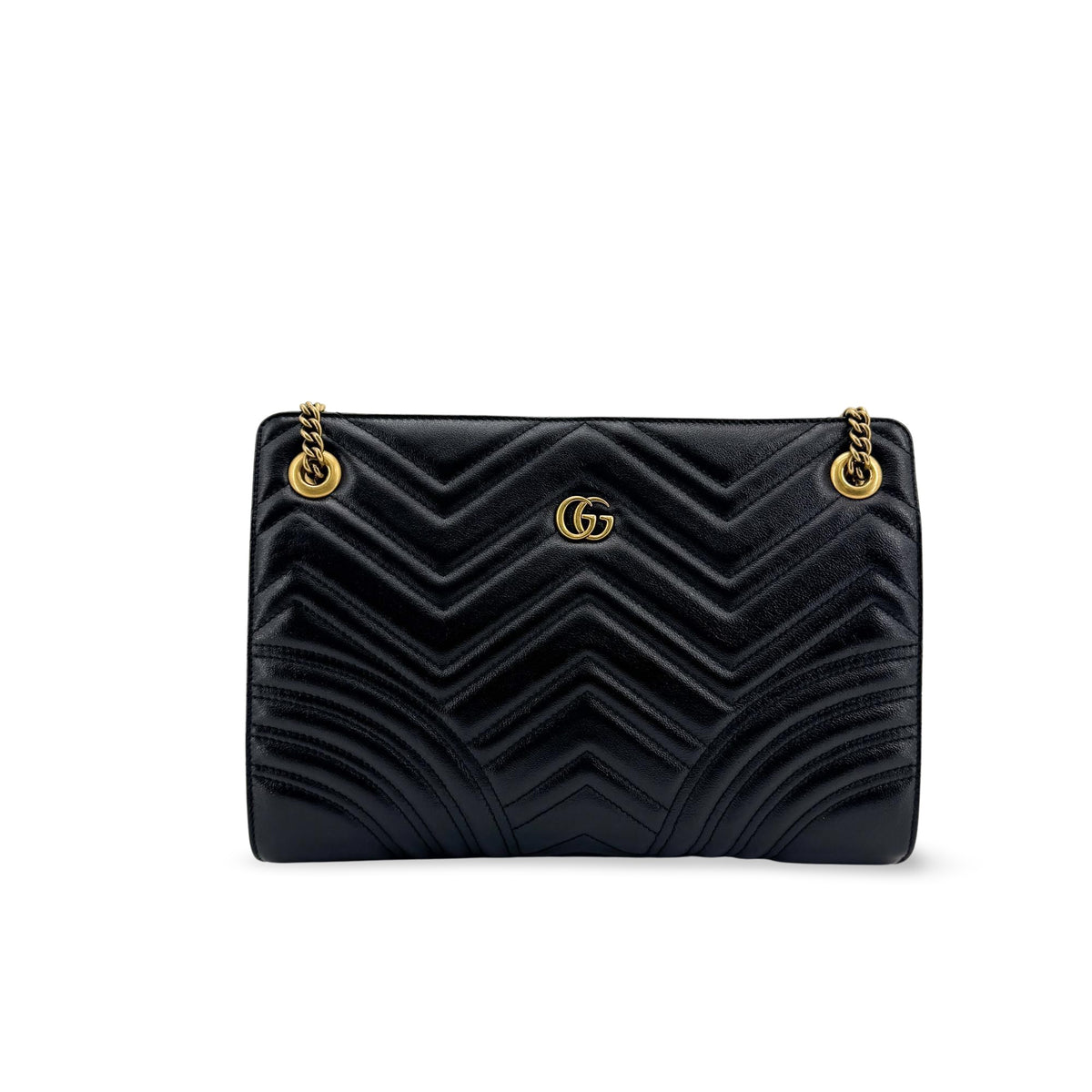 Gucci Gg Marmont Accordion Matelasse Leather Black Bag