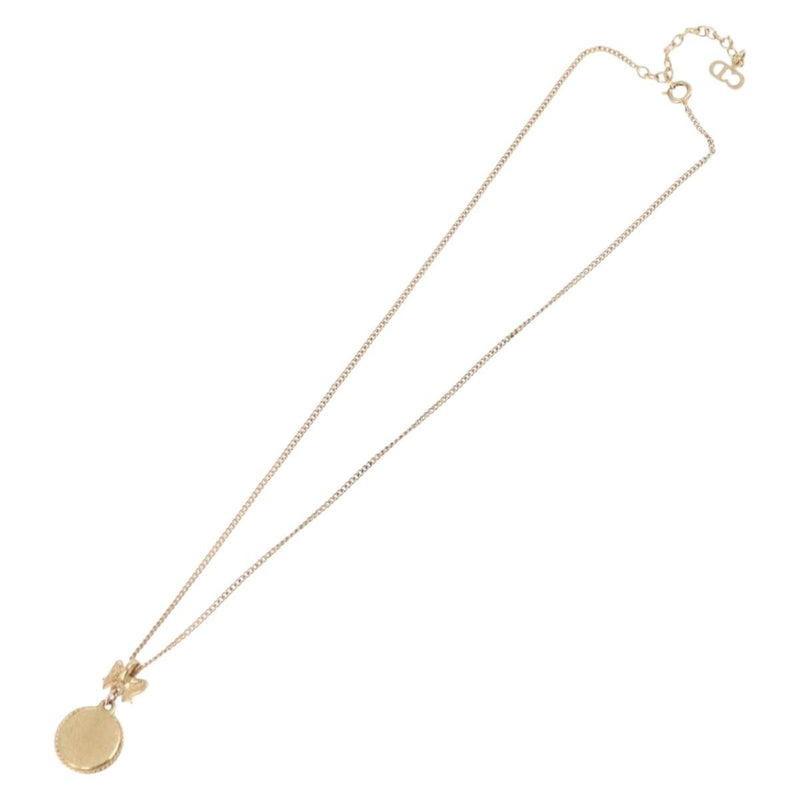 Christian Dior Round Logo Pendant Metal With Crystal Gold Bijoux