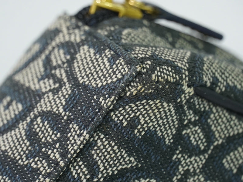 Christian Dior Saddle Zip Diorissimo Canvas Navy Bag